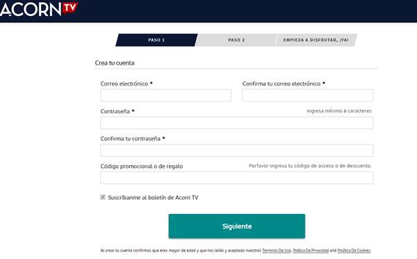 pasos para crear una cuenta para ver series gratis en acorn tv en argentina