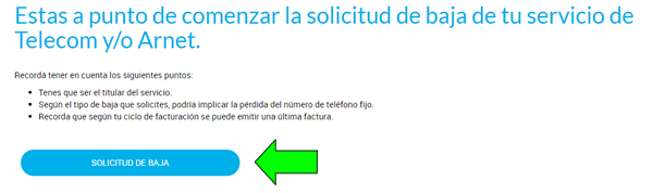 como dar de baja telecom argentina