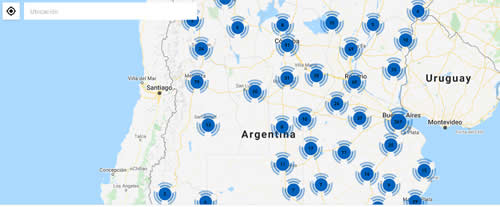 mapa estaciones de servicio YPF en ruta adheridas
