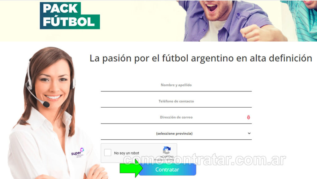 formulario pedir pack futbol supercanal arlink