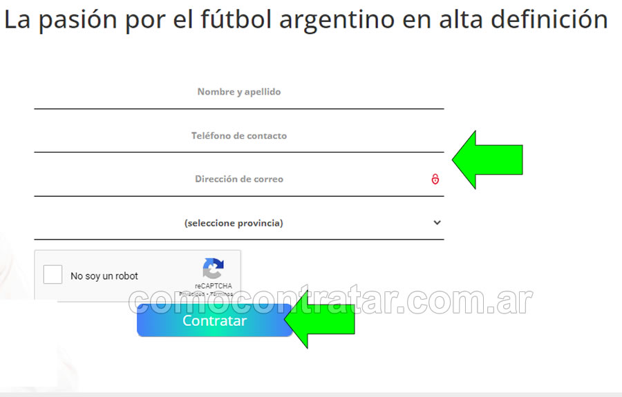 formulario para pedir pack fútbol online super canal