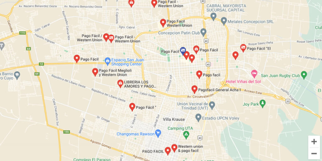 mapa buscador de sucursales pago fácil san juan
