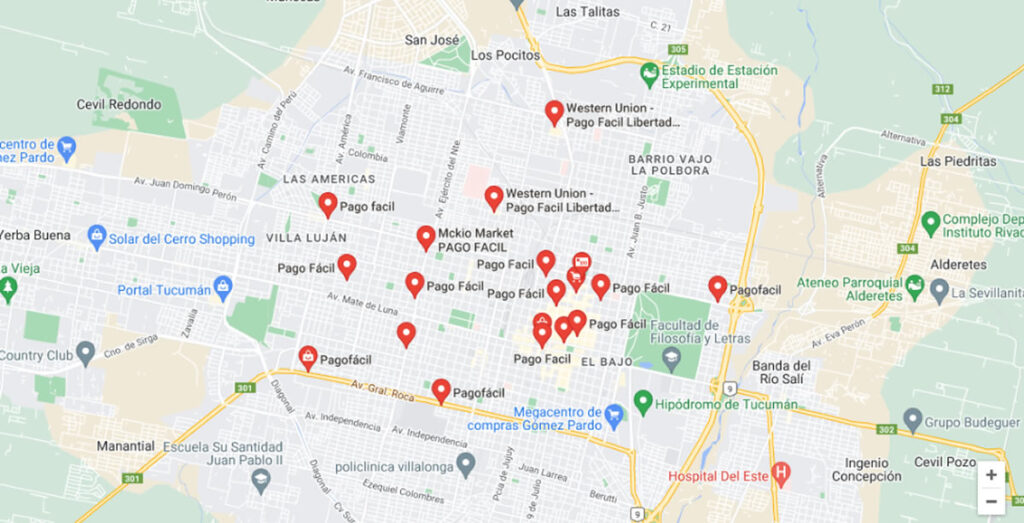 mapa buscador de sucursales pago fácil tucumán abierto hoy